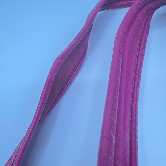 Coach Poppy Patent Leather Glam Tote Shoulder Bag Silver/Fuchsia Pink No 13836 - Picture 7 of 16